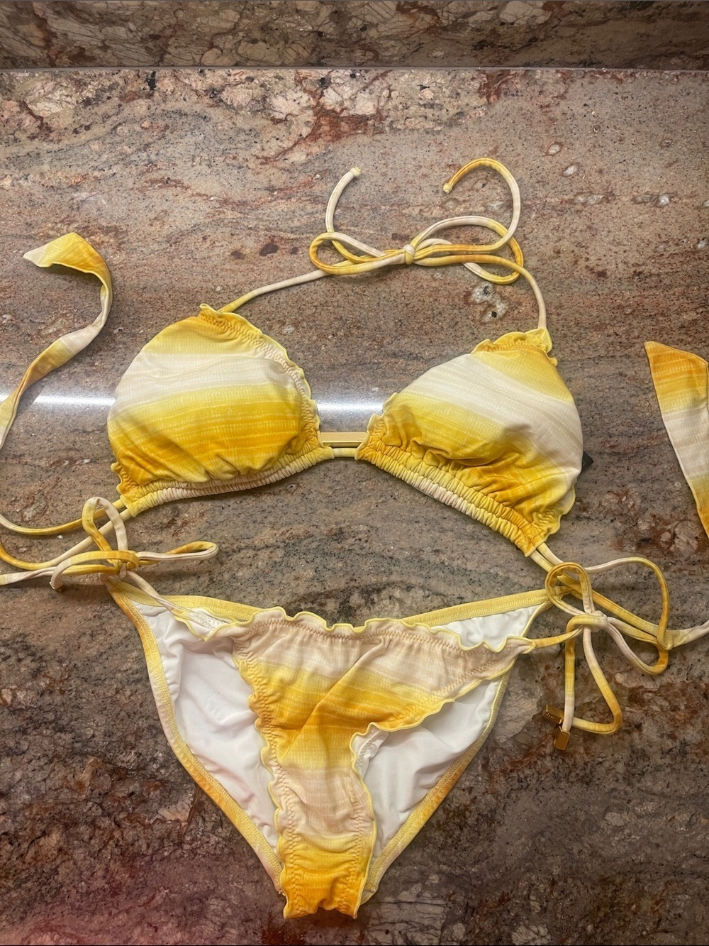 VIX- Yellow Ombre Tie-Side String Bikini Set S:L & Dcup - Picture 1 of 7